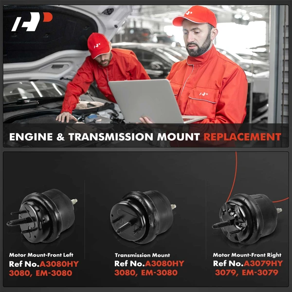 3-Pc Engine Mount and Transmission Mount Kit Front Left & Front Right A-Premium APEM1035