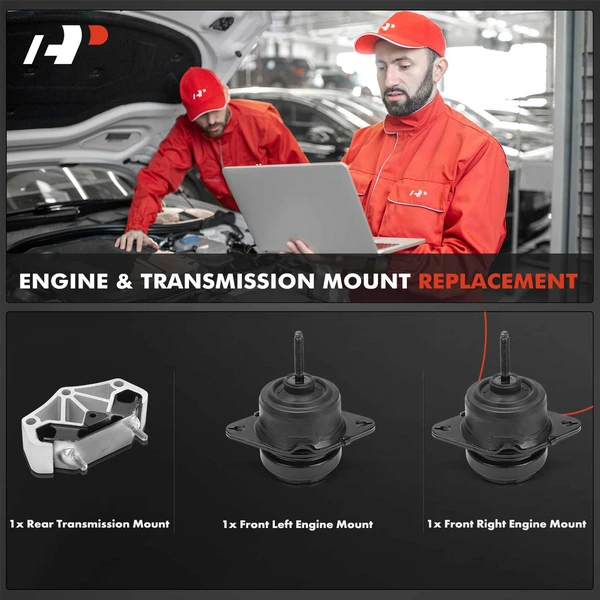 3-Pc Engine Motor + Transmission Mount, A-Premium APEM1298