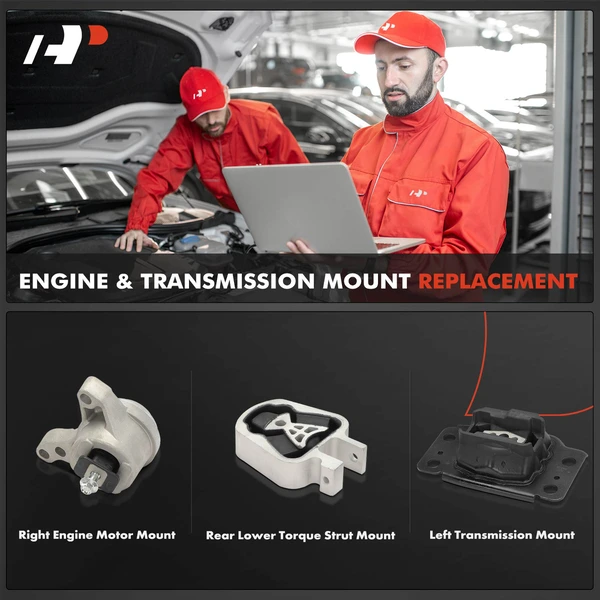 3-Pc Torque Strut Mount + Engine Motor Mount + Transmission Mount, A-Premium APEM1316