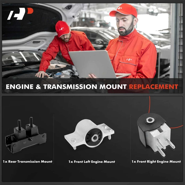 3-Pc Front Left Engine Mount + Front Right Engine Mount + Rear Transmission Mount, A-Premium APEM1317