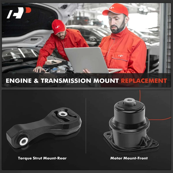 2-Pc Motor Mount + Torque Strut Mount, Front & Rear, A-Premium APEM316
