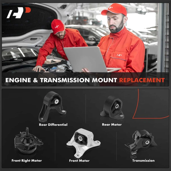 5-Pc Motor Mount + Differential Mount + Transmission Mount, Front & Rear, A-Premium APEM317