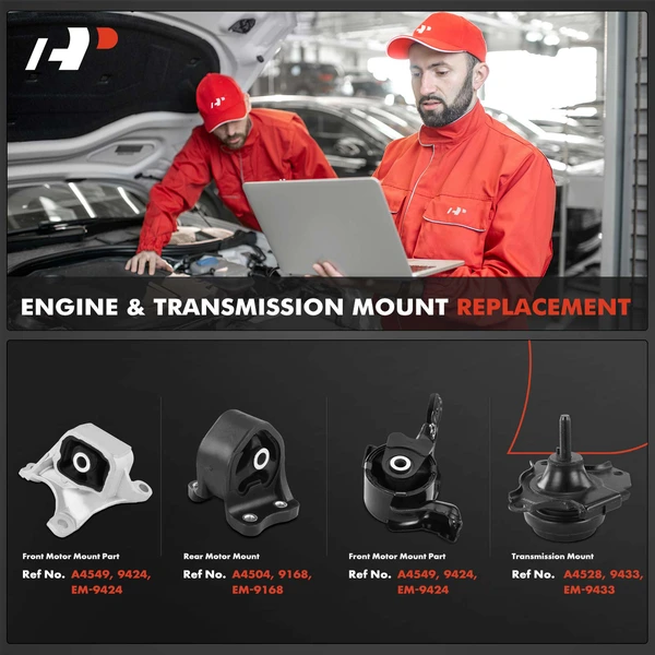 4-Pc Engine Mount and Transmission Mount Kit Front & Rear A-Premium APEM580