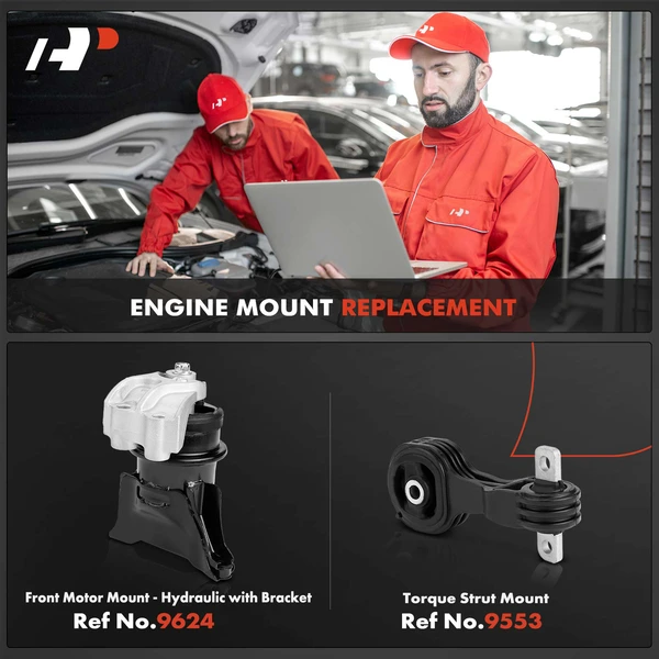 2-Pc Motor Mount - Hydraulic with Bracket + Torque Strut Mount, Front, A-Premium APEM584
