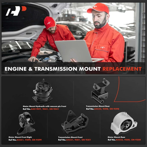 5-Pc Engine Mount and Transmission Mount Kit Front & Rear A-Premium APEM599