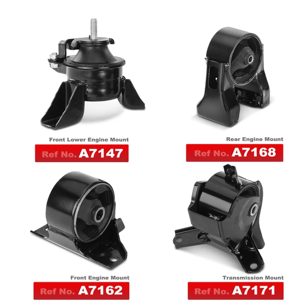 4-Pc Engine Mount and Transmission Mount Kit Front & Rear A-Premium APEM164