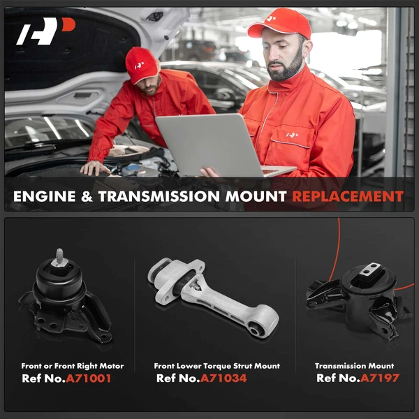 3-Pc Engine Mount and Transmission Mount Kit Front Right & Front Lower A-Premium APEM212