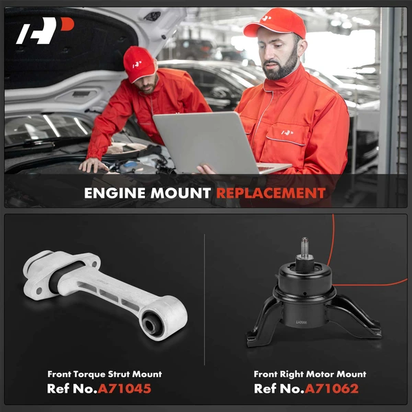 2-Pc Motor Mount + Torque Strut Mount, Front, A-Premium APEM675