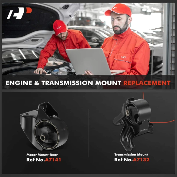 2-Pc Engine Mount and Transmission Mount Kit Rear A-Premium APEM697