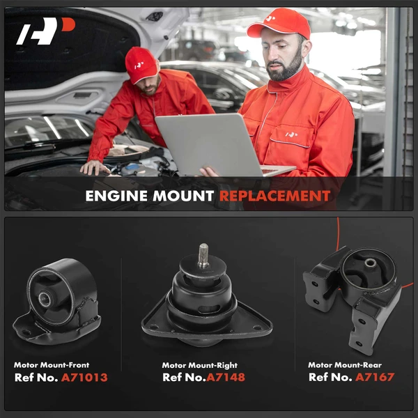 3-Pc Motor Mount, Front & Rear, A-Premium APEM716