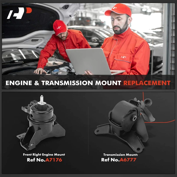 2-Pc Motor Mount + Transmission Mount, Front Right, A-Premium APEM718