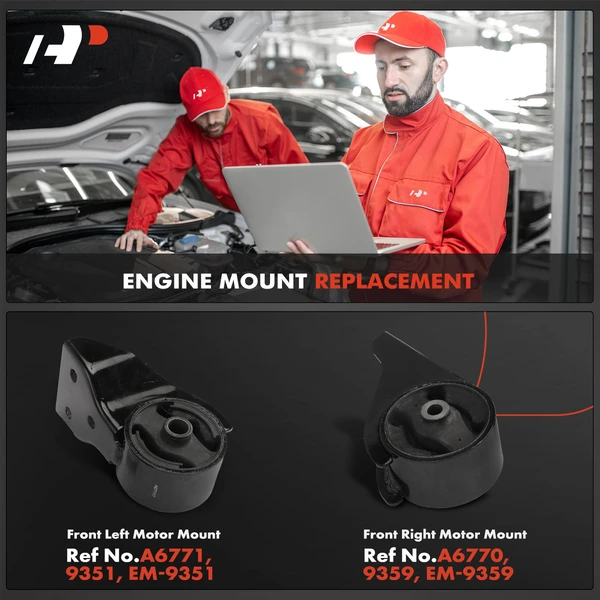 2-Pc Motor Mount, Front Left & Right, A-Premium APEM720