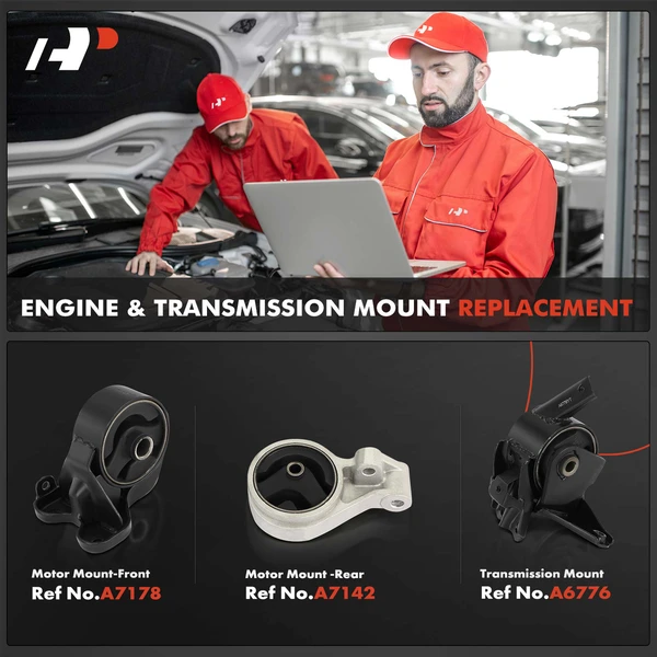 3-Pc Engine Mount and Transmission Mount Kit Front & Rear A-Premium APEM724