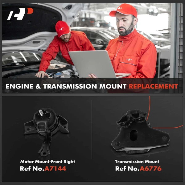 2-Pc Engine Mount and Transmission Mount Kit Front Right A-Premium APEM731