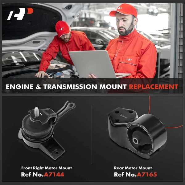 2-Pc Motor Mount, Front Right & Rear, A-Premium APEM733