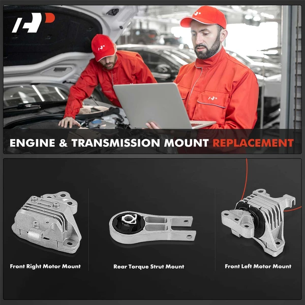 3-Pc Motor Mount + Torque Strut Mount, Front & Rear, A-Premium APEM343