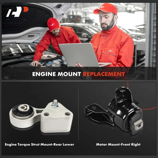 2-Pc Engine Mount + Engine Torque Strut Mount, Rear Lower & Right, A-Premium APEM1424