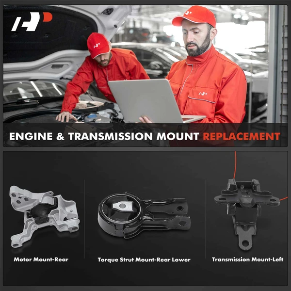 3-Pc Motor Mount + Torque Strut Mount + Transmission Mount, Rear Left & Right, A-Premium APEM1214