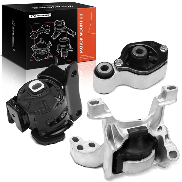 3-Pc Front Engine Mount + Transmission Mount + Rear Engine Shock Mount - Solid, A-Premium APEM1426