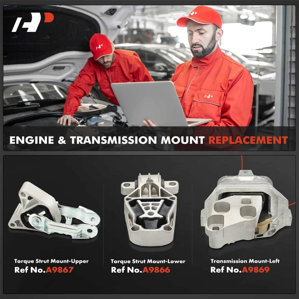 3-Pc Torque Strut Mount + Transmission Mount, Upper & Lower, A-Premium APEM765