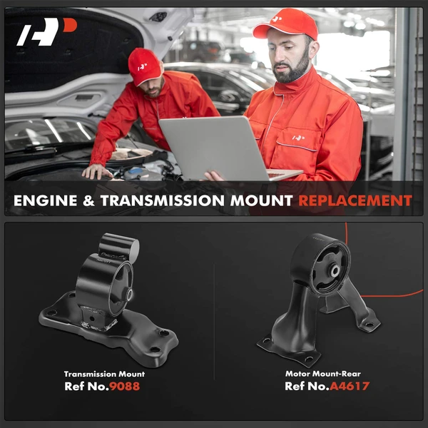 2-Pc Engine Mount and Transmission Mount Kit Rear A-Premium APEM778