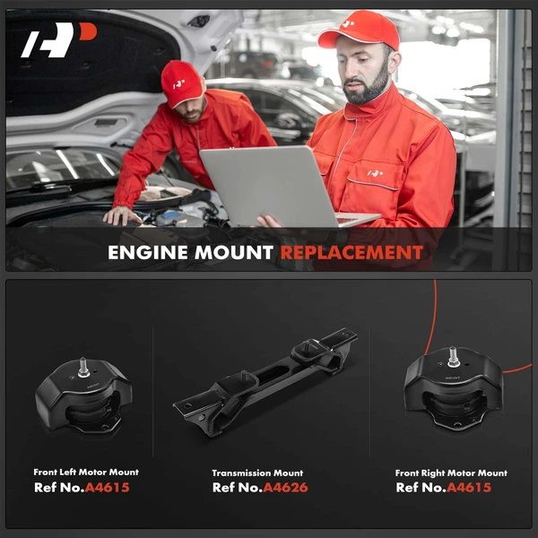 3-Pc Engine Mount and Transmission Mount Kit Front Left & Front Right A-Premium APEM780