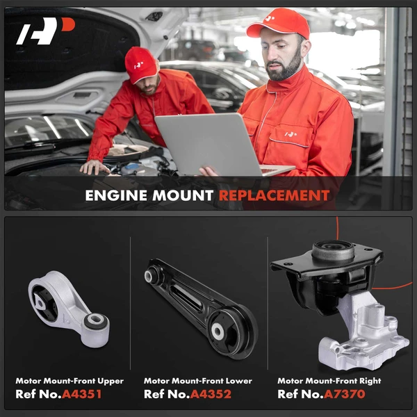 3-Pc Motor Mount with Bracket + Torque Strut Mount, Front, A-Premium APEM831