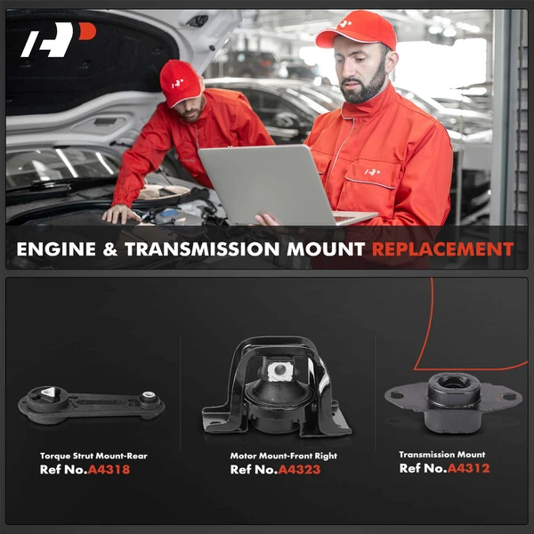 3-Pc Engine Mount and Transmission Mount Kit Front Right & Rear A-Premium APEM834