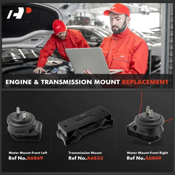 3-Pc Engine Mount and Transmission Mount Kit Front Left & Front Right A-Premium APEM838