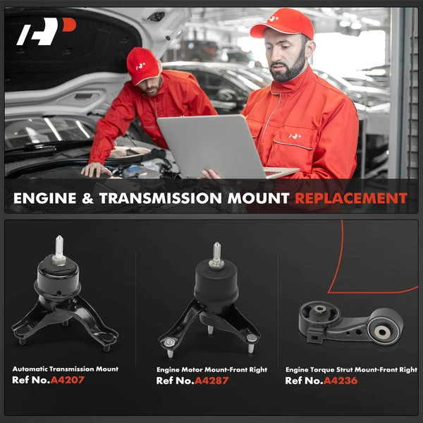 3-Pc Engine Mount and Transmission Mount Kit Front Right A-Premium APEM840