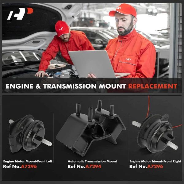 3-Pc Engine Motor Mount + Automatic Transmission Mount, Front Left & Right, A-Premium APEM846