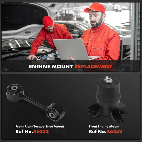 2-Pc Engine Mount + Torque Strut Mount, Front, A-Premium APEM857