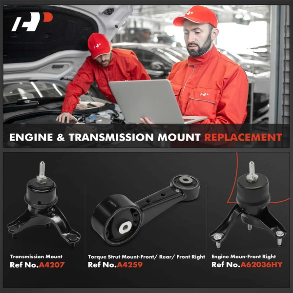 3-Pc Engine Mount and Transmission Mount Kit Front & Rear A-Premium APEM887