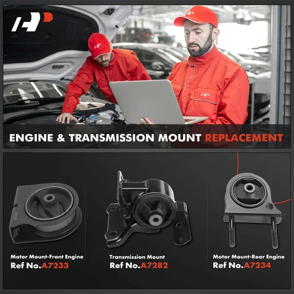 3-Pc Engine Motor Mount + Transmission Mount, Front & Rear, A-Premium APEM891