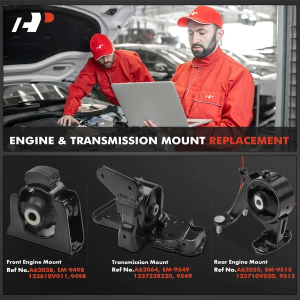 3-Pc Engine Mount and Transmission Mount Kit Front & Rear A-Premium APEM899