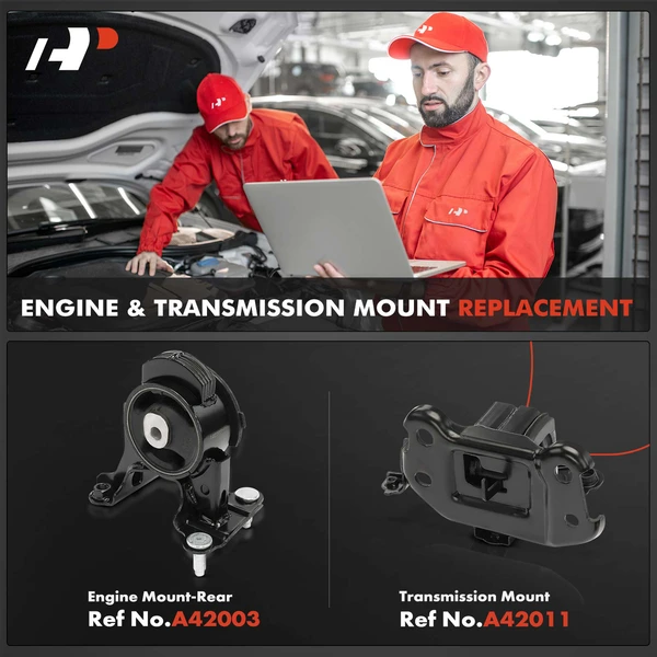 2-Pc Engine Mount and Transmission Mount Kit Rear A-Premium APEM900