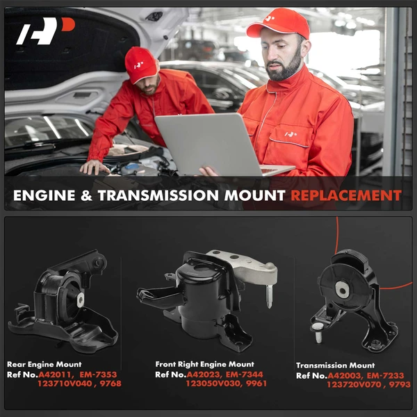 3-Pc Engine Mount and Transmission Mount Kit Front Right & Rear A-Premium APEM902