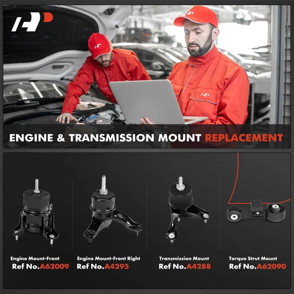 4-Pc Engine Mount + Transmission Mount + Torque Strut Mount, Front, A-Premium APEM917