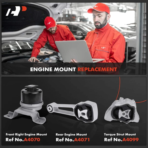 3-Pc Engine Mount + Torque Strut Mount, Front Right & Rear, A-Premium APEM930