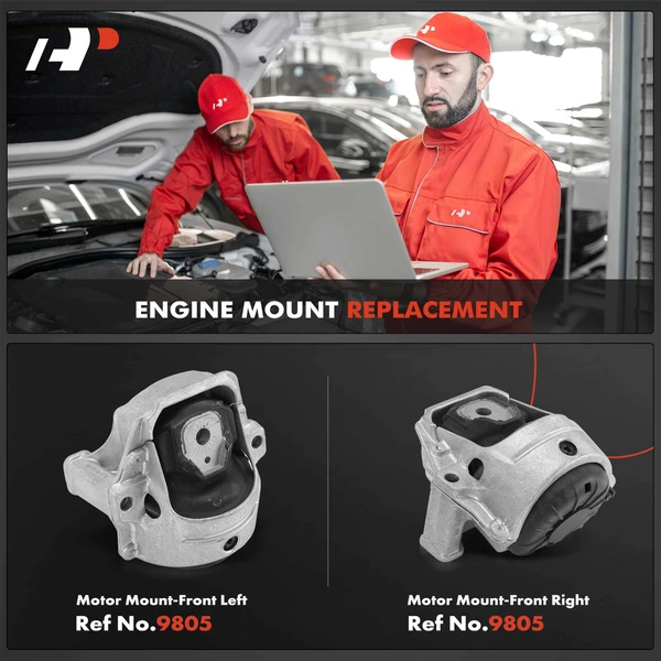 2-Pc Motor Mount, Front Left & Right, A-Premium APEM936