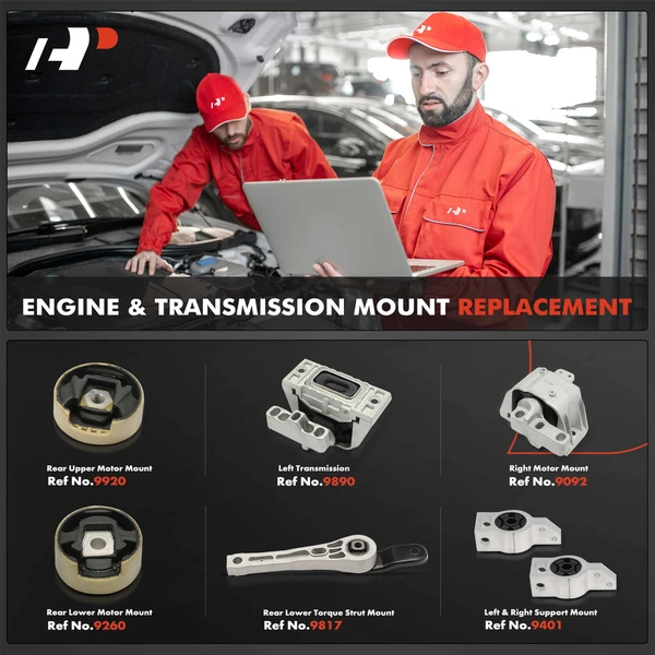 7-Pc Motor Mount + Transmission + Torque Strut Mount + Support Mount, Left & Right, A-Premium APEM946