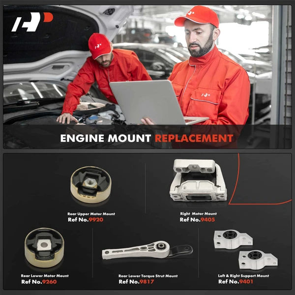 6-Pc Motor Mount + Torque Strut Mount + Support Mount, Left & Right, A-Premium APEM954