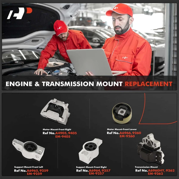 5-Pc Engine Mount and Transmission Mount Kit Front & Rear A-Premium APEM956