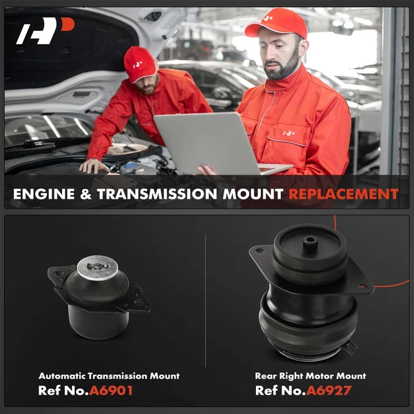 2-Pc Engine Mount and Transmission Mount Kit Rear A-Premium APEM974