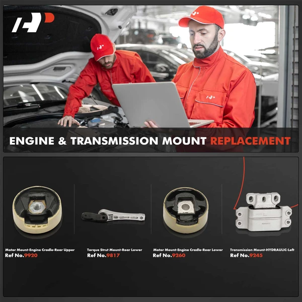 4-Pc Engine Mount and Transmission Mount Kit Rear & Left A-Premium APEM976