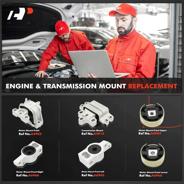 6-Pc Motor Mount + Transmission Mount, Front, A-Premium APEM1235