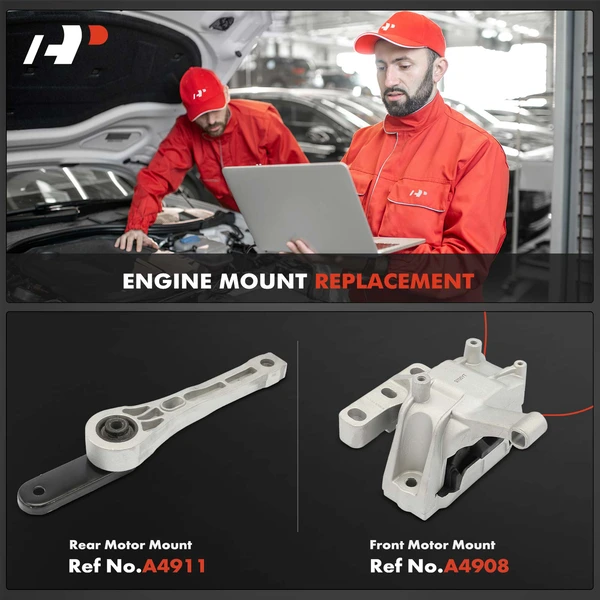 2-Pc Motor Mount, Front & Rear, A-Premium APEM1236