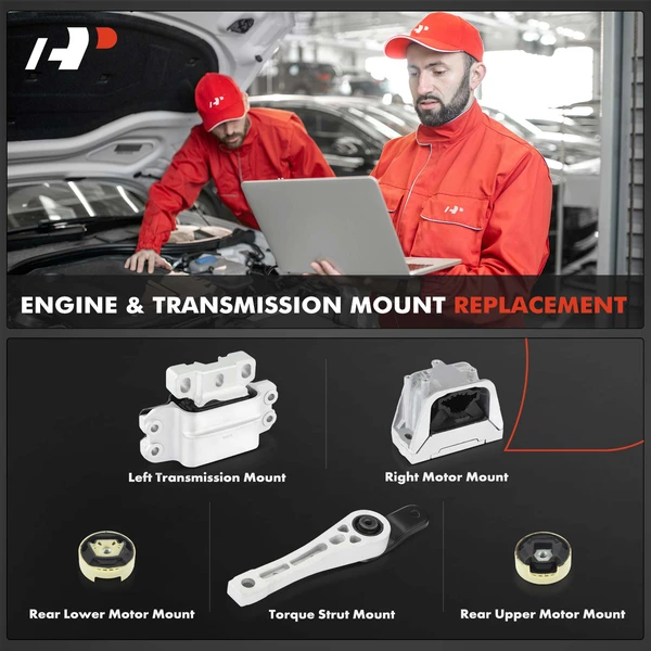 5-Pc Engine Mount and Transmission Mount Kit Rear & Right A-Premium APEM1242