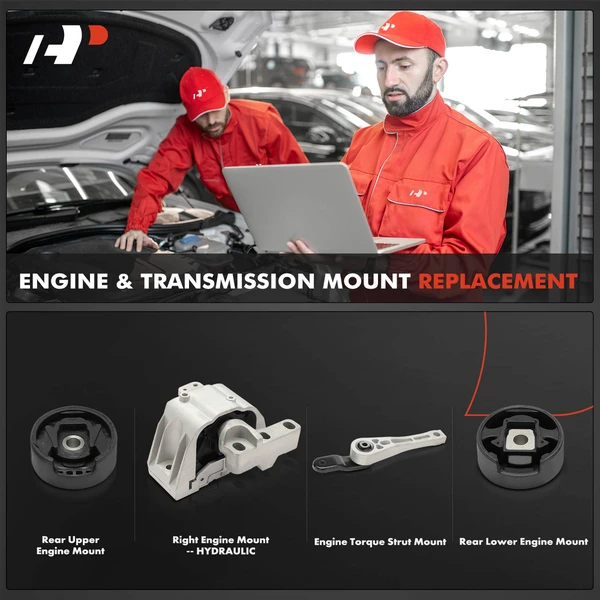 4-Pc Engine Motor + Engine Torque Strut Mount A-Premium APEM1493