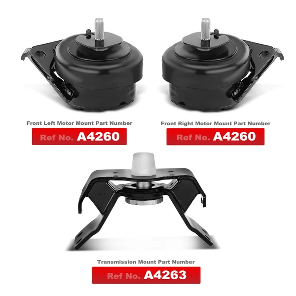 2003-2021 Toyota 4Runner 3-Pc Engine Mount and Transmission Mount Kit Front A-Premium APEM196